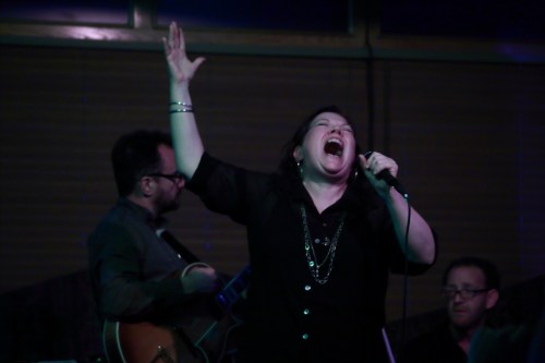 Evil Gal belting out the lyrics