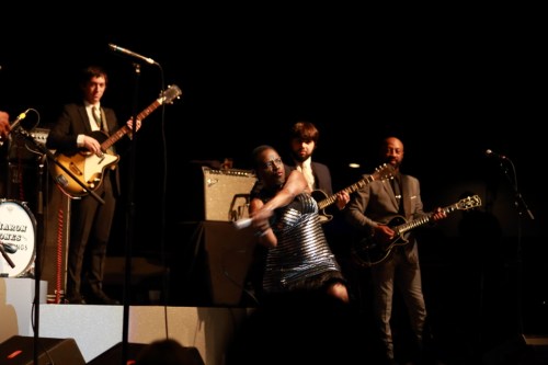 Sharon hitting the pretend home run