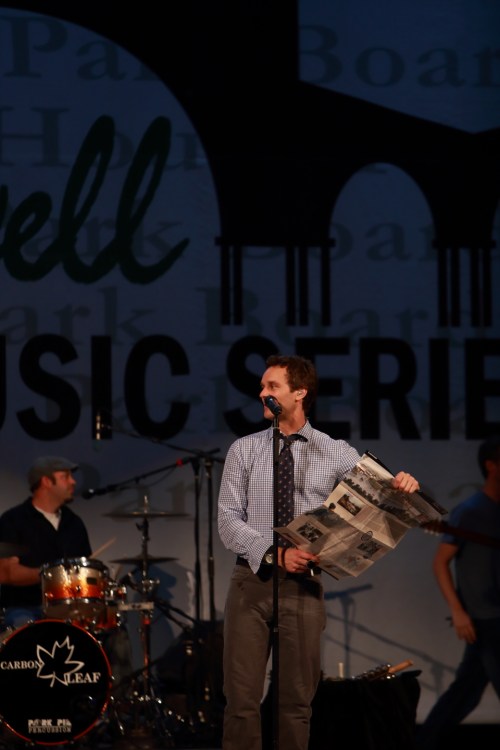 Barry with the National Park Service brochure about the Lowell National Historical Park