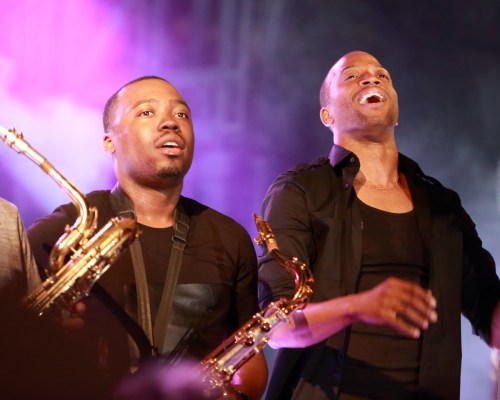 BK Jackson and Trombone Shorty (on stage after their walkbout)
